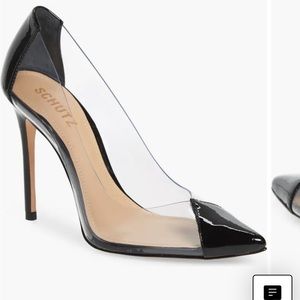 TRANSPARENT BLACK POINTED HEELS
